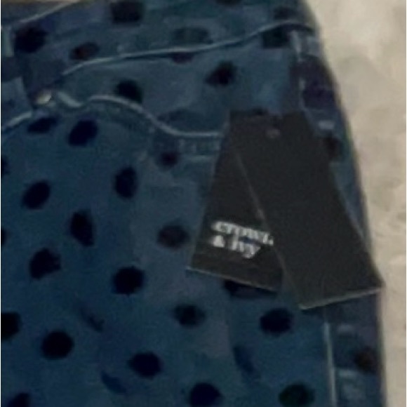 Crown & Ivy Womens Blue Skinny Jeans 10R with Polka Dot embellishments - Picture 3 of 15